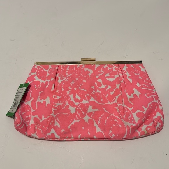 New nwt Lilly Pulitzer floral gold detail clutch